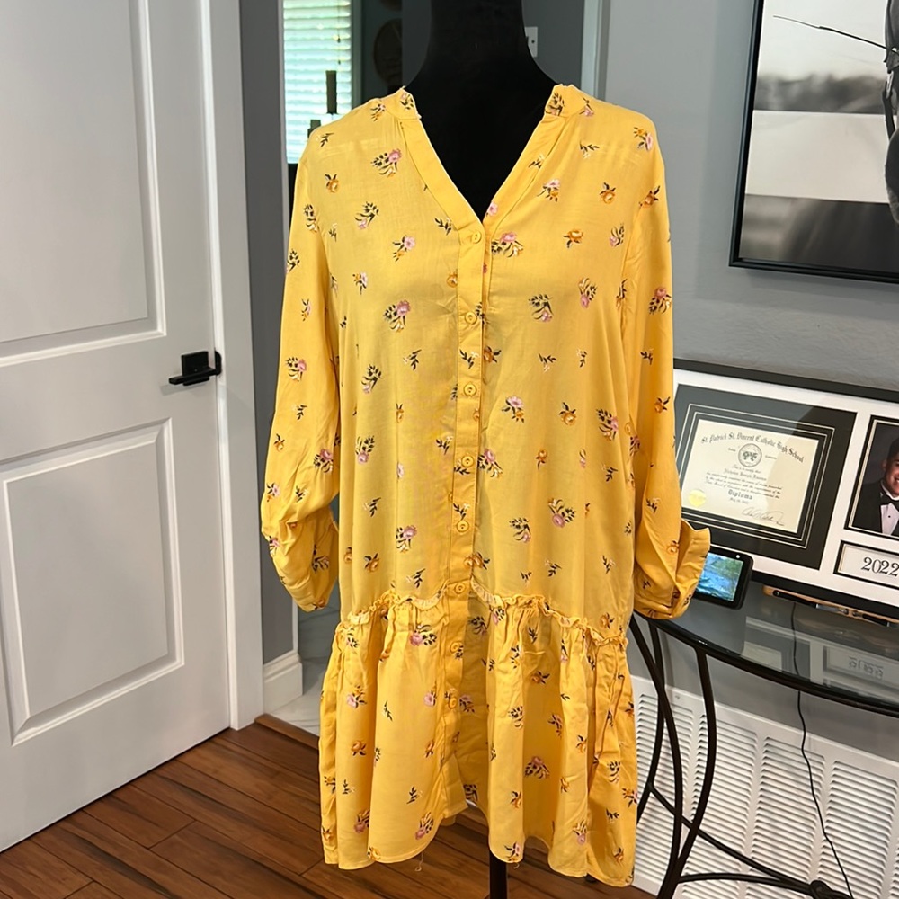 Floral button-down dress